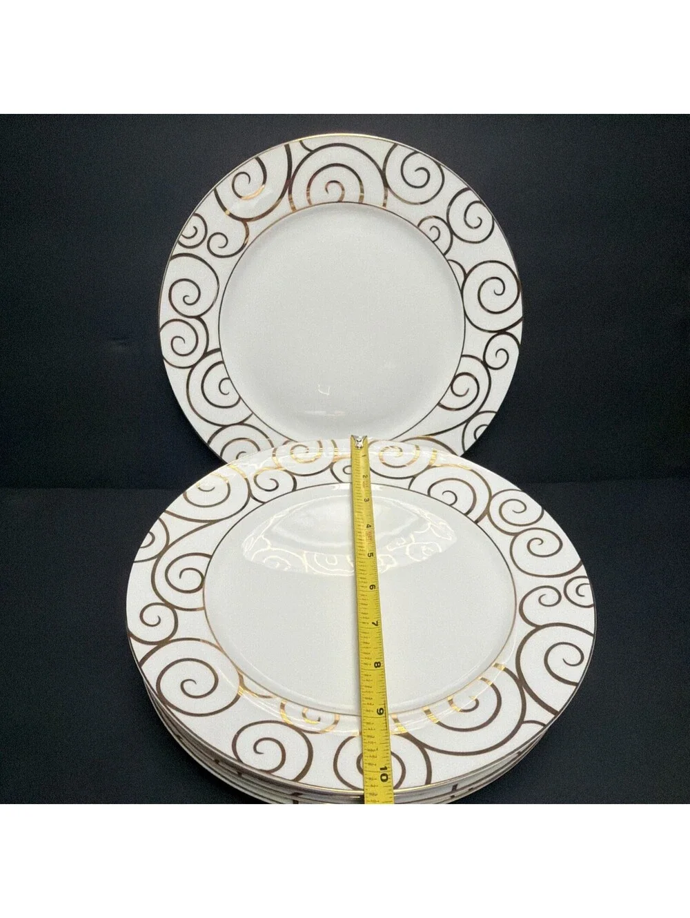 Pier One Gold Swirl Dinner Plate 10 3/8” Retired Vintage Dishwasher Safe EACH
